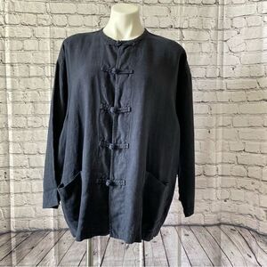 Dosa mandarin jacket kung fu tang suit black linen XL